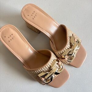 a new day Fauna Raffia Mule Heels
